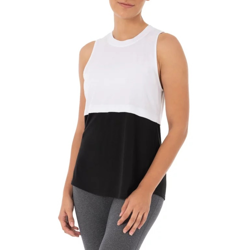 Victorias Secret PINK Halter Racer Back Color Block Black and White Tank Top